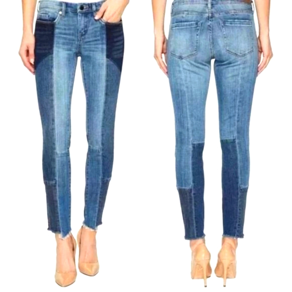 Blank NYC | Patchwork Raw Hem Skinny Crop Jeans | SZ 25